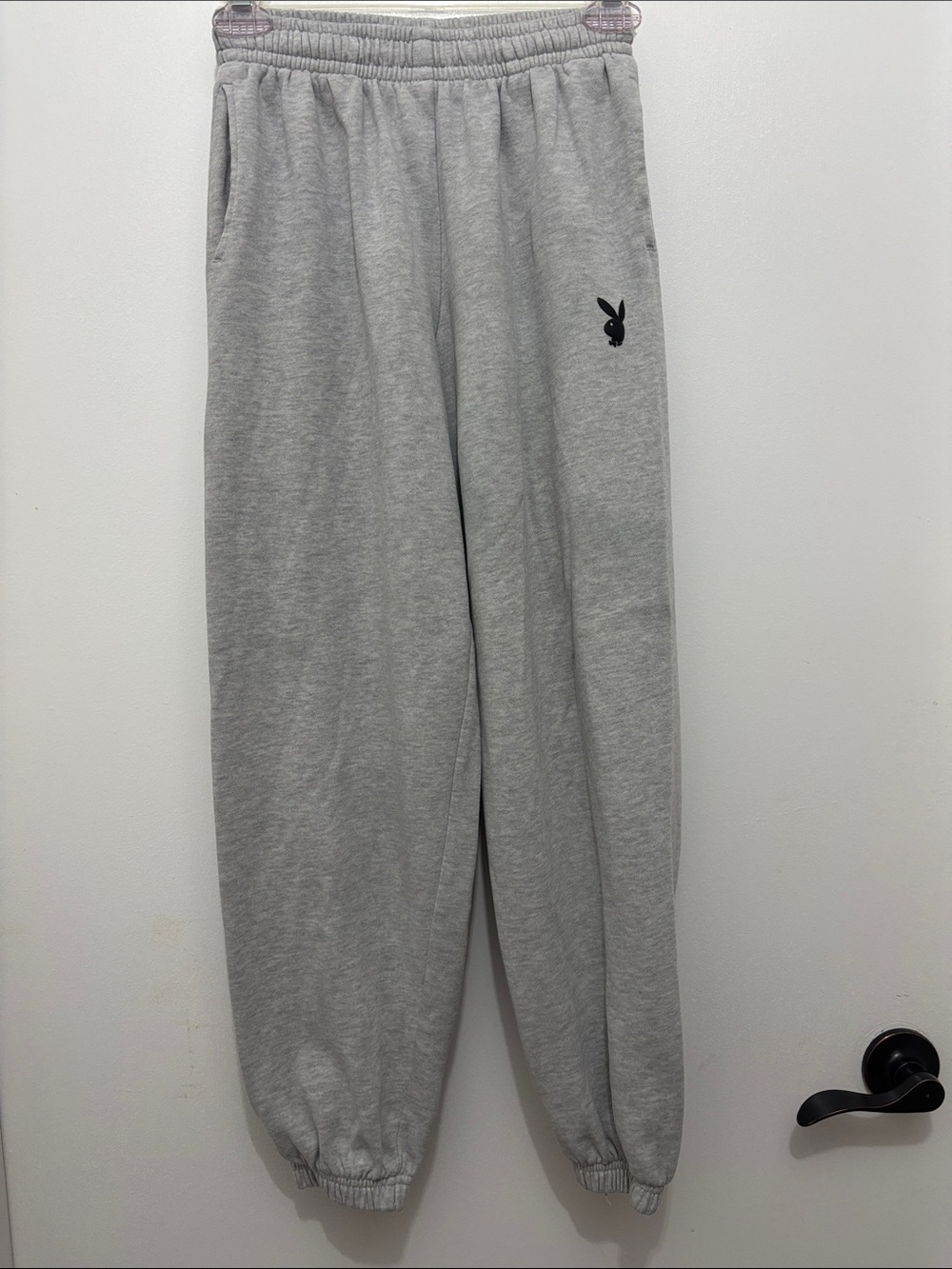 PACSUN PLAYBOY Light Grey Sweatpants with Black Bunny Logo Sz XS